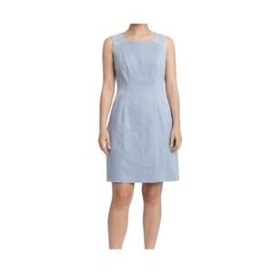 Darling Dress  Size M Blue Sleeveless Lined Back Zip Round Neck Lace Timeless